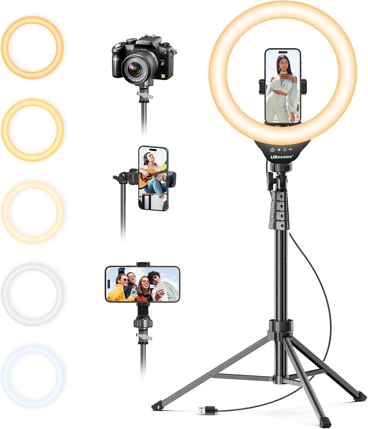 UBeesize 12'' Selfie Ring Light with 62’’ Tripod Stand